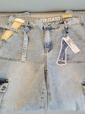 VIP Women's Light Blue Relaxed Cargo Jeans